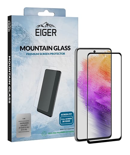 Eiger Mountain Glass Screen Protector 3D for Samsung Galaxy A72 / A72 5G / A73 5G in Clear / Black