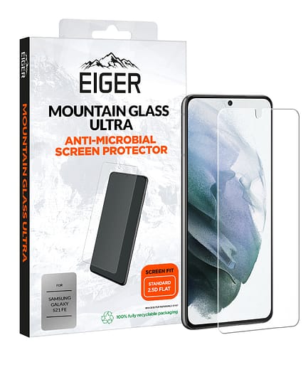 Eiger Mountain Glass ULTRA Super Strong Screen Protector 2.5D for Samsung Galaxy S21 FE in Clear / Transparent