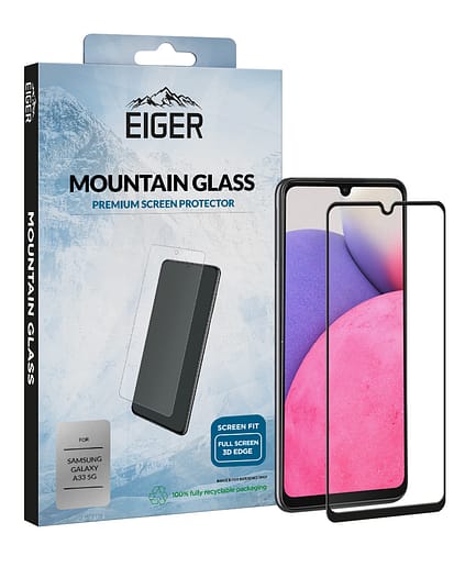 Eiger Mountain Glass Screen Protector 3D for Samsung Galaxy A33 5G in Clear/ Black