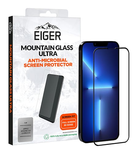 Eiger Mountain Glass Ultra 3D Screen Protector for Apple iPhone 13 / 13 Pro / 14 in Clear / Black