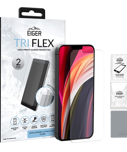 Eiger Mountain High-Impact Triflex Screen Protector (2 Pack) for Apple iPhone 12 / 12 Pro