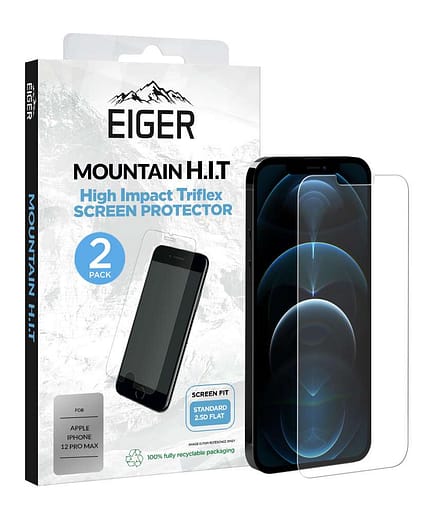 Eiger Mountain H.I.T Screen Protector (2 Pack) for Apple iPhone 12 Pro Max in Clear