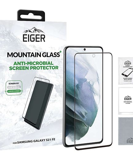Eiger Mountain Glass+ 3D Screen Protector for Samsung Galaxy S21 FE in Clear / Black