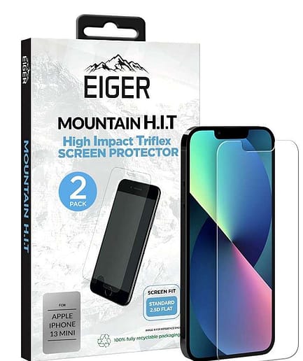 Eiger Mountain High Impact Triflex Screen Protector (2 Pack) for Apple iPhone 13 Mini in clear / Transparent