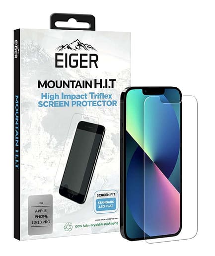 Eiger Mountain H.I.T. Screen Protector (1 Pack) for Apple iPhone 13 / 13 Pro / 14 in Clear / Transparent