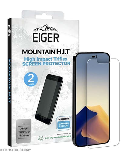 Eiger Mountain H.I.T. Screen Protector (2 Pack) for Apple iPhone 14 Pro Max in Clear / Transparent
