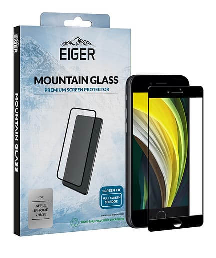 Eiger Mountain Glass Screen Protector 3D for Apple iPhone 7/8/SE in Clear / Black