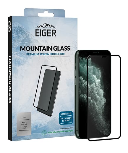 Eiger Mountain Glass Screen Protector 3D for Apple iPhone 11 Pro / XS / X in Clear / Black