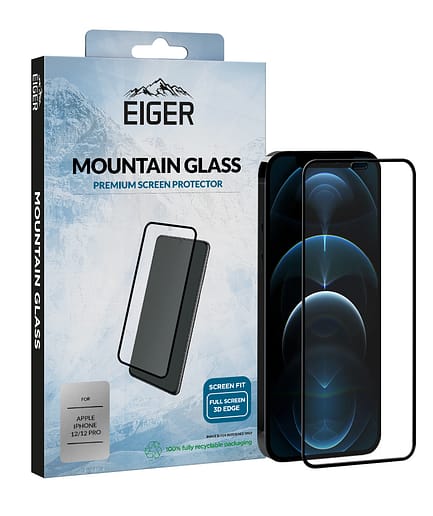 Eiger Mountain Glass Screen Protector 3D for Apple iPhone 12/ 12 Pro in Clear / Black