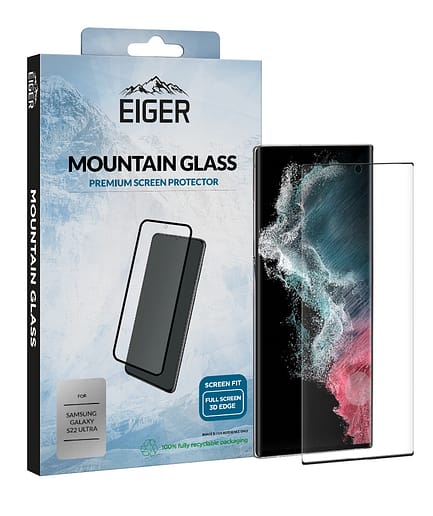 Eiger Mountain Glass Screen Protector 3D for Samsung Galaxy S22 Ultra in Clear / Black