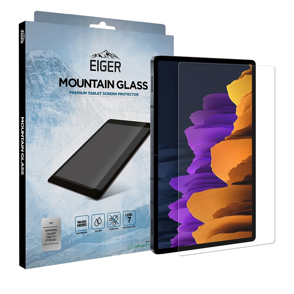 Eiger Mountain Glass Tablet Screen Protector 2.5D for Samsung Galaxy Tab S7+/ S7 FE / S8+ in Clear / Transparent