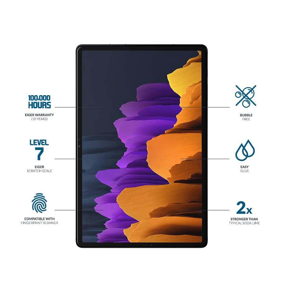Eiger Mountain Glass Tablet Screen Protector 2.5D for Samsung Galaxy Tab S7+/ S7 FE / S8+ in Clear / Transparent