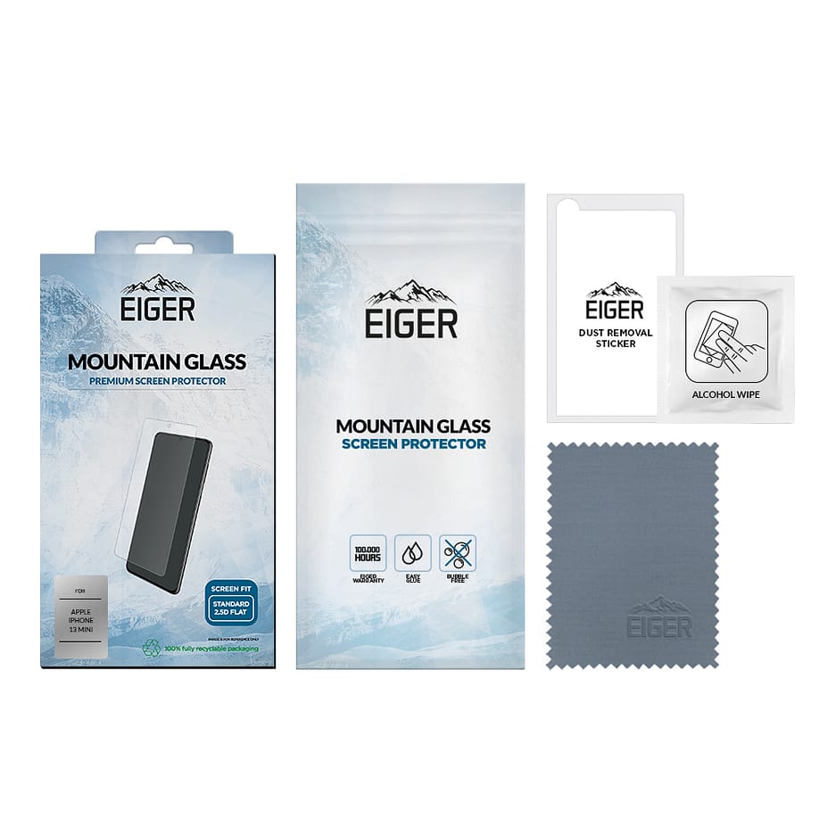 Eiger Mountain Glass Screen Protector 2.5D for Apple iPhone 13 Mini in Clear
