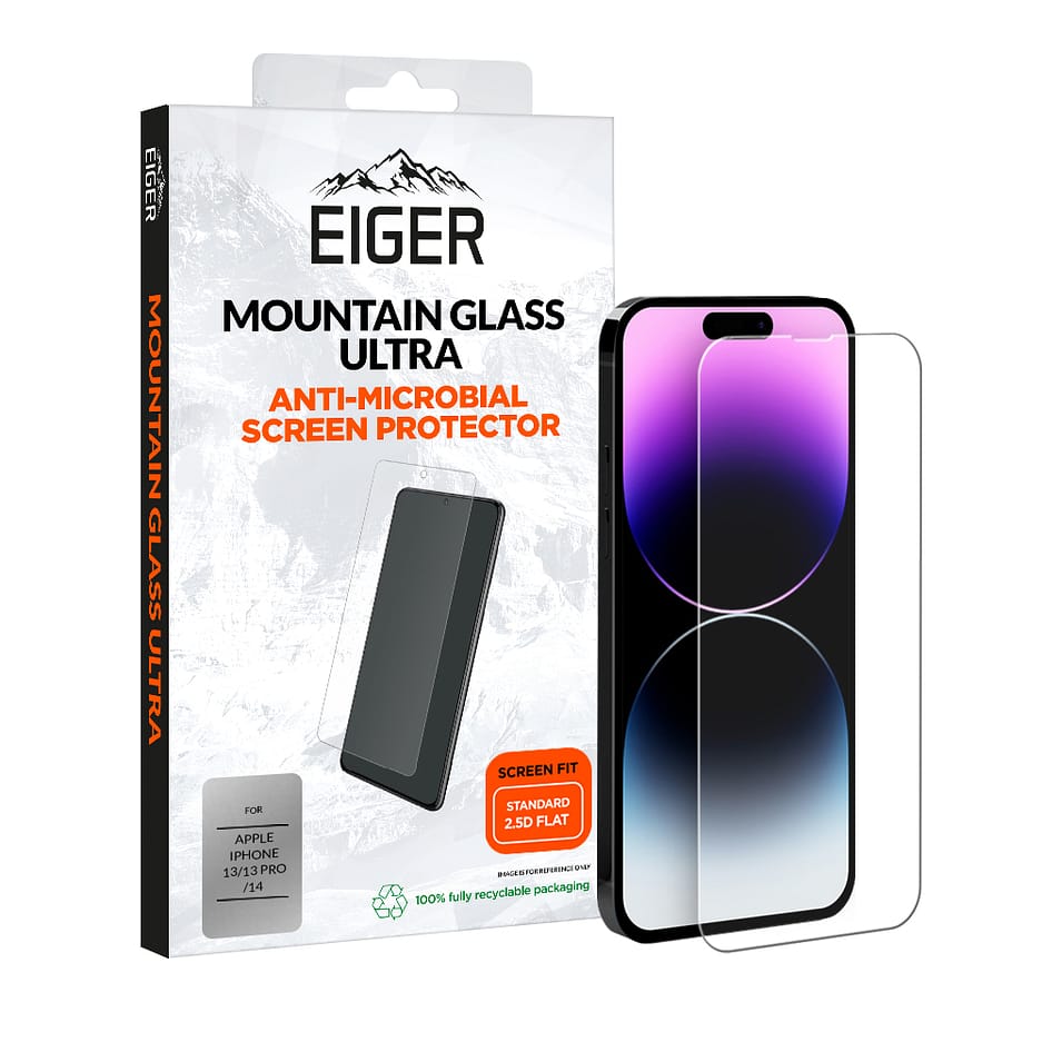 Eiger Mountain Glass Ultra Screen Protector 2.5D for Apple iPhone 13 / 13 Pro / 14 in Clear / Transparent