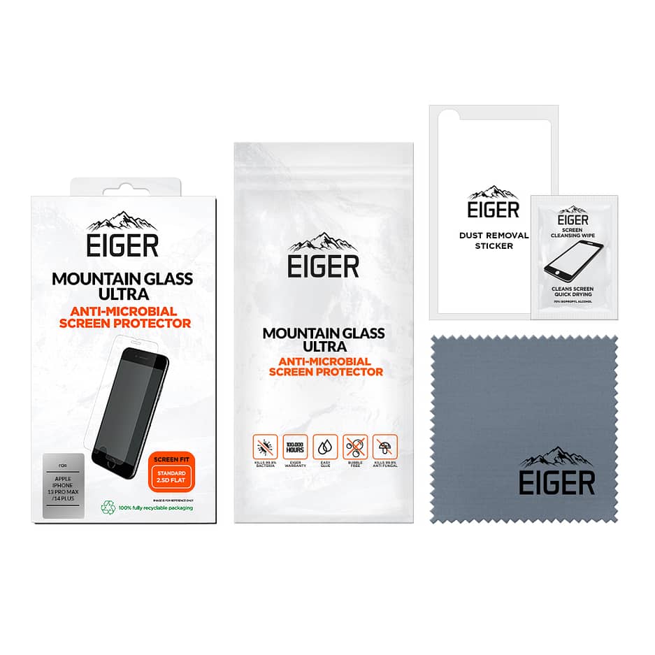 Eiger Mountain Glass Ultra Screen Protector 2.5 for Apple iPhone 13 Pro Max / 14 Plus in Clear / Transparent