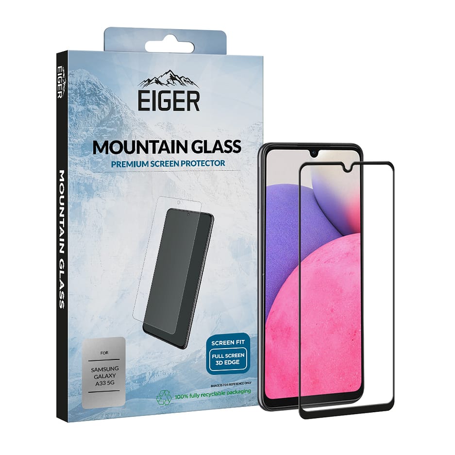 Eiger Mountain Glass Screen Protector 3D for Samsung Galaxy A33 5G in Clear/ Black