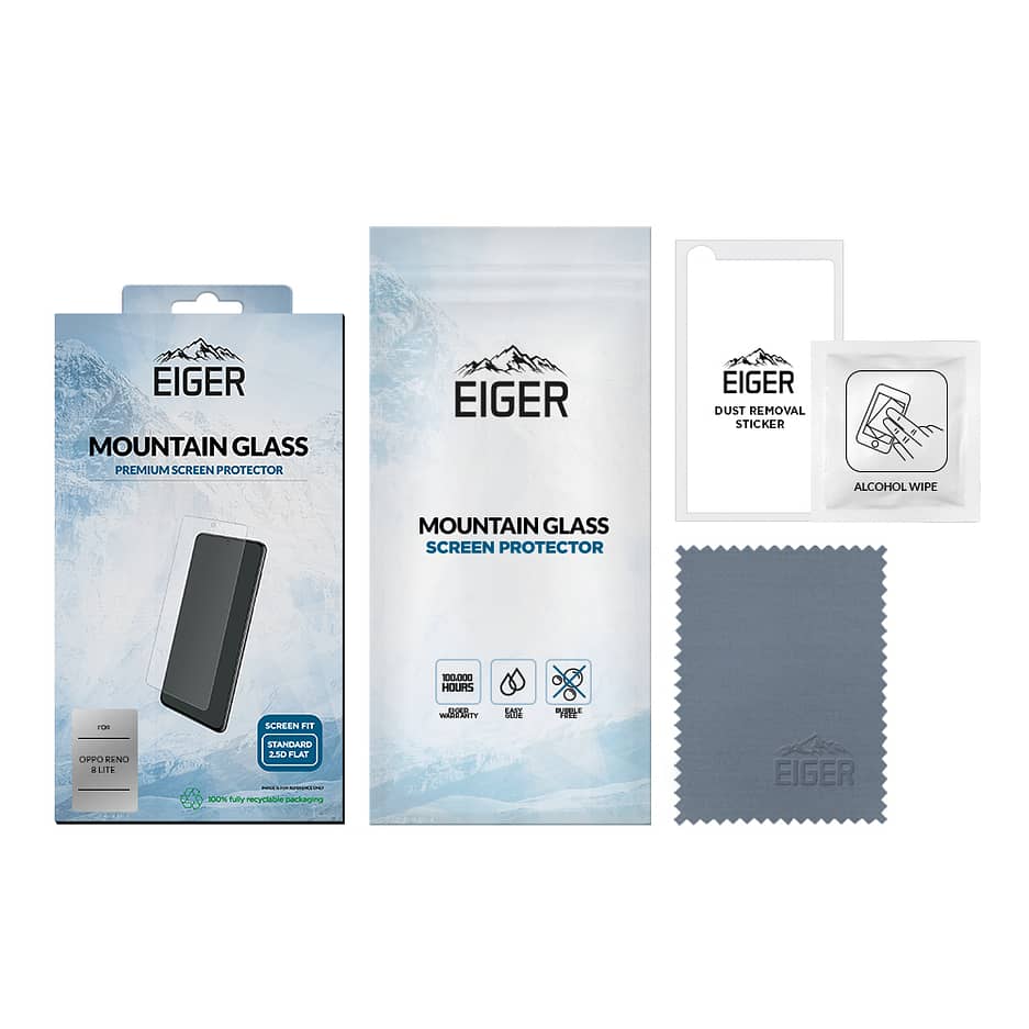 Eiger Mountain Glass 2.5D Screen Protector for Oppo Reno 8 Lite in Clear