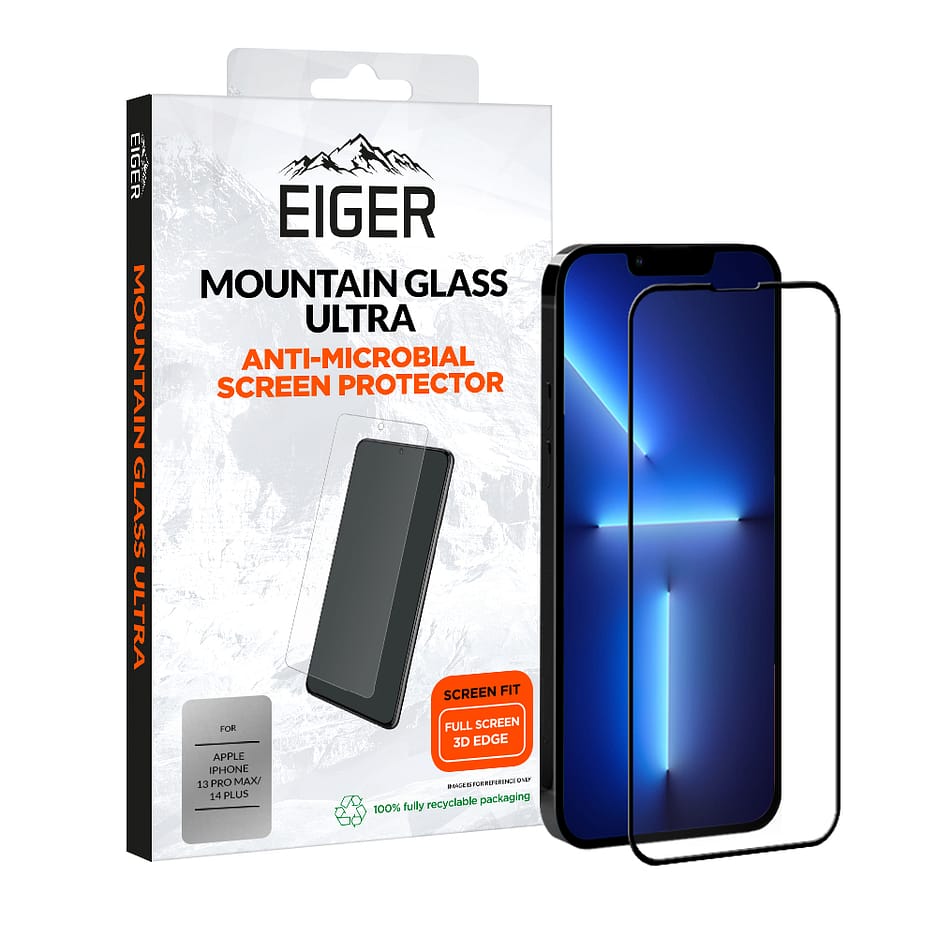 Eiger Mountain Glass Ultra 3D Screen Protector for Apple iPhone 13 Pro Max / 14 Plus in Clear / Black