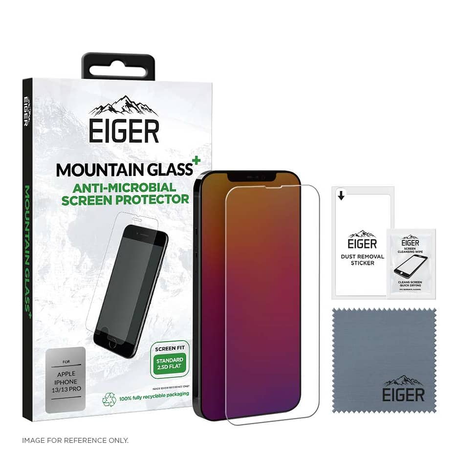 Eiger Mountain Glass+ 2.5D Screen Protector for Apple iPhone 13 / 13 Pro / 14 in Clear / Transparent
