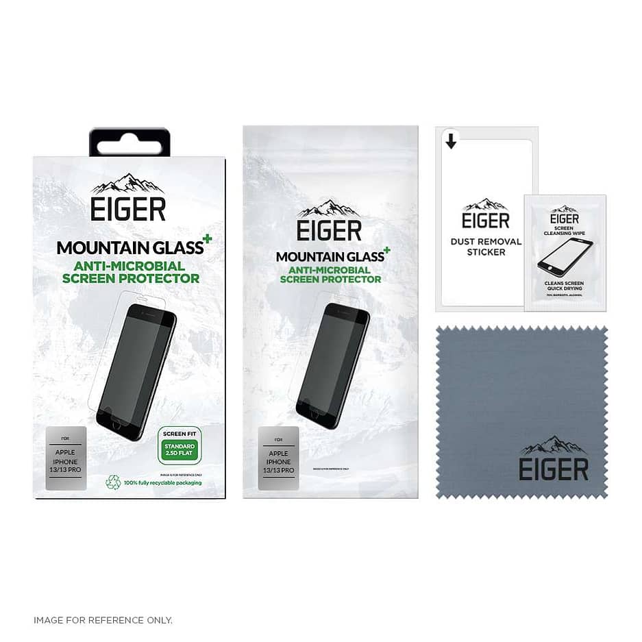 Eiger Mountain Glass+ 2.5D Screen Protector for Apple iPhone 13 / 13 Pro / 14 in Clear / Transparent