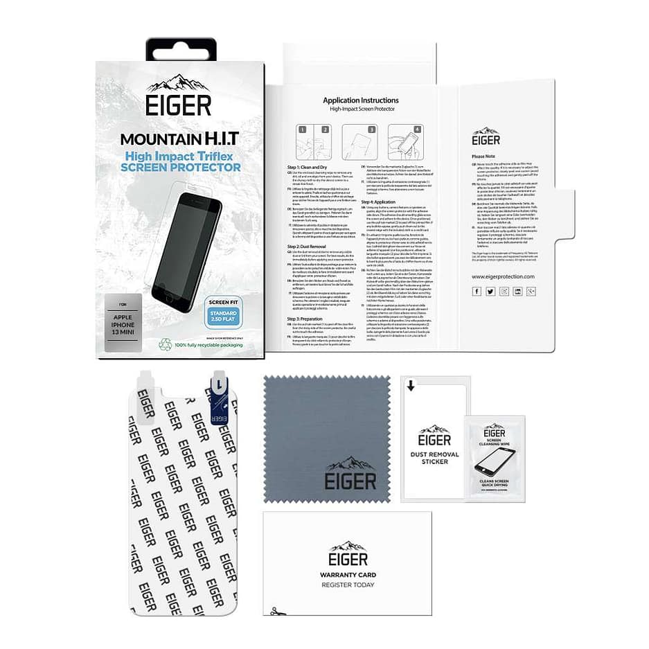 Eiger Mountain High Impact Film 2.5D Screen Protector (1 Pack) for Apple iPhone 13 Mini in Clear / Transparent