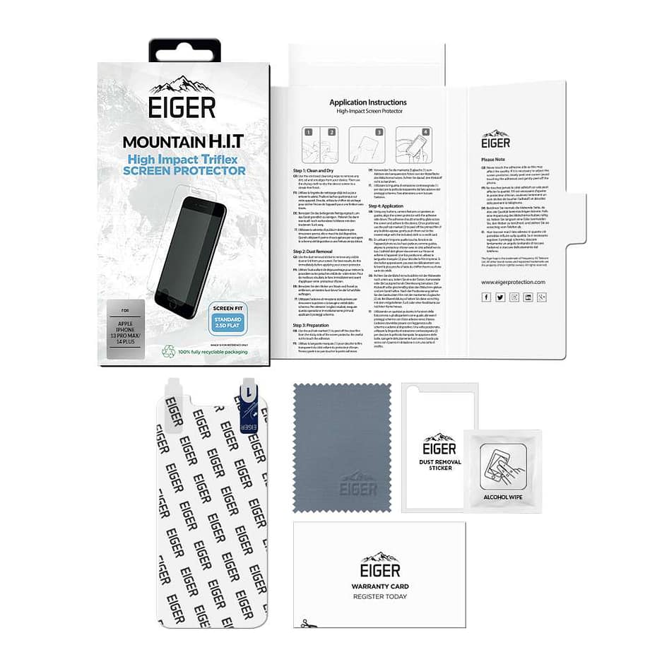 Eiger Mountain H.I.T. Screen Protector (1 Pack) for Apple iPhone 13 Pro Max / 14 Plus in Clear / Transparent