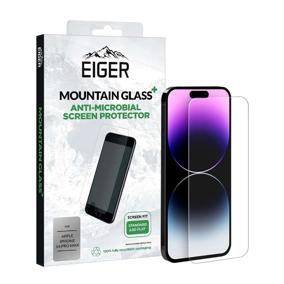 Eiger Mountain Glass+ Standard 2.5D Screen Protector for Apple iPhone 14 Pro Max in Clear / Black