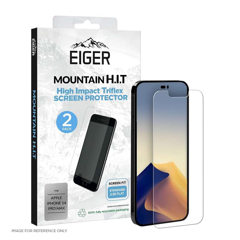 Eiger Mountain H.I.T. Screen Protector (2 Pack) for Apple iPhone 14 Pro Max in Clear / Transparent
