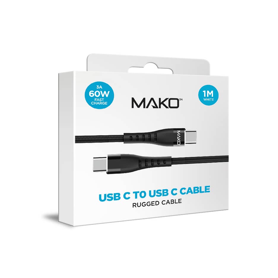 Cable for USB-C to USB-C, Nylon, 60W, USB 2.0, 1M, Fast Charger