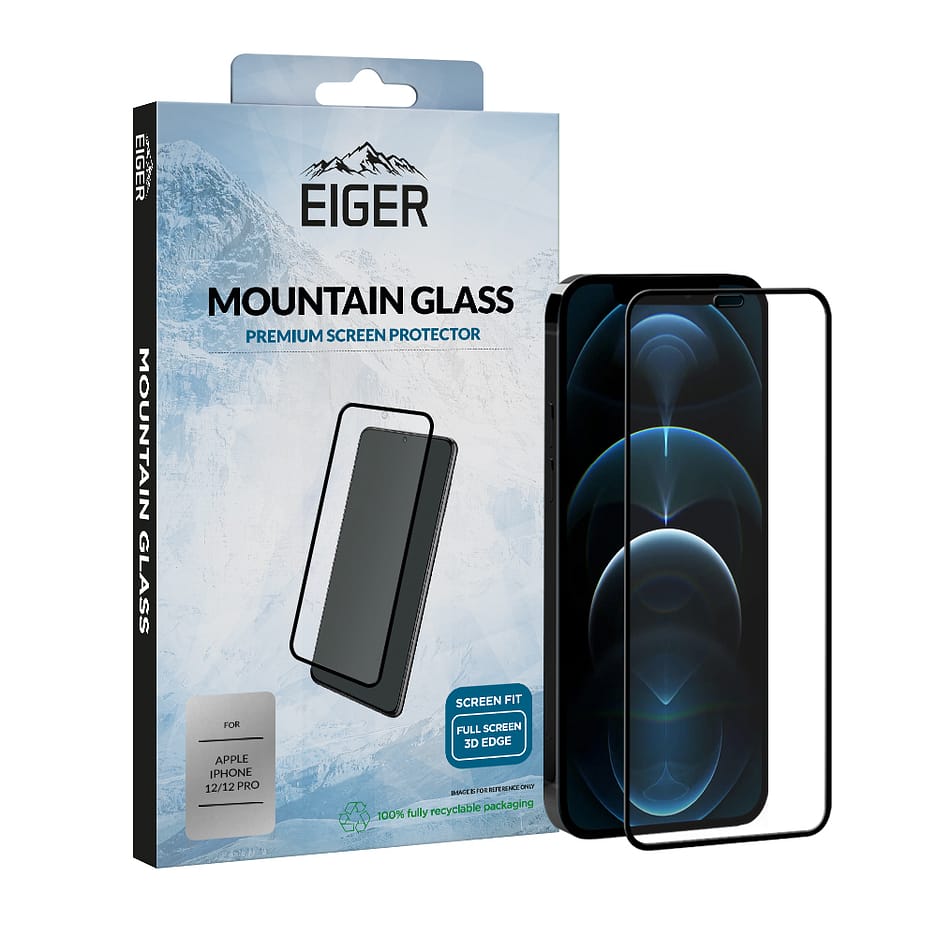 Eiger Mountain Glass Screen Protector 3D for Apple iPhone 12/ 12 Pro in Clear / Black