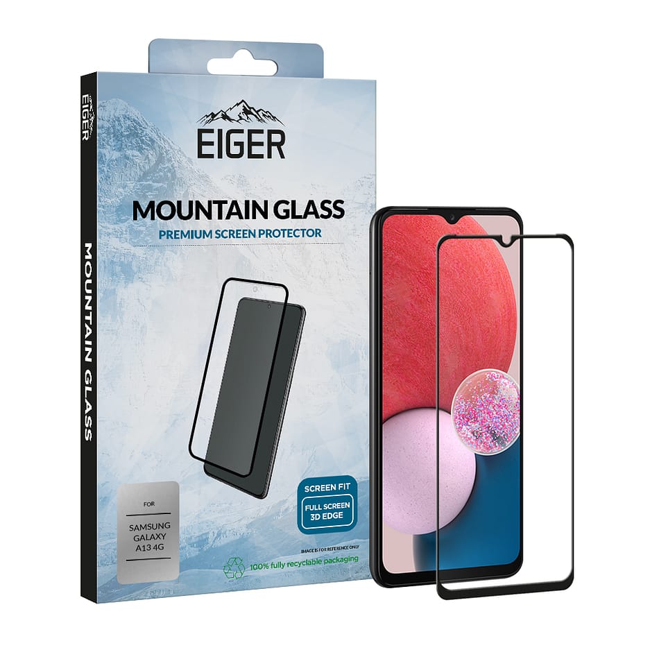Eiger Mountain Glass Screen Protector 3D for Samsung Galaxy A13 4G in Clear / Black