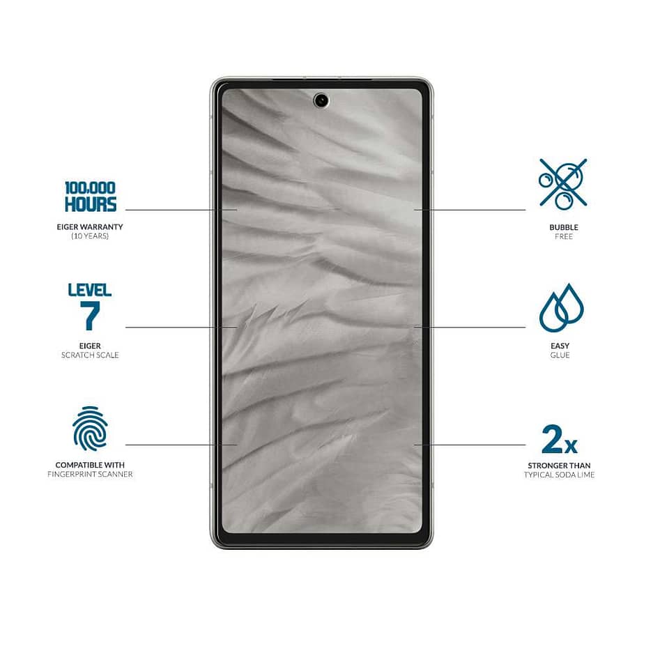 Eiger Mountain Glass Screen Protector 2.5D for Google Pixel 7a in Clear / Transparent,